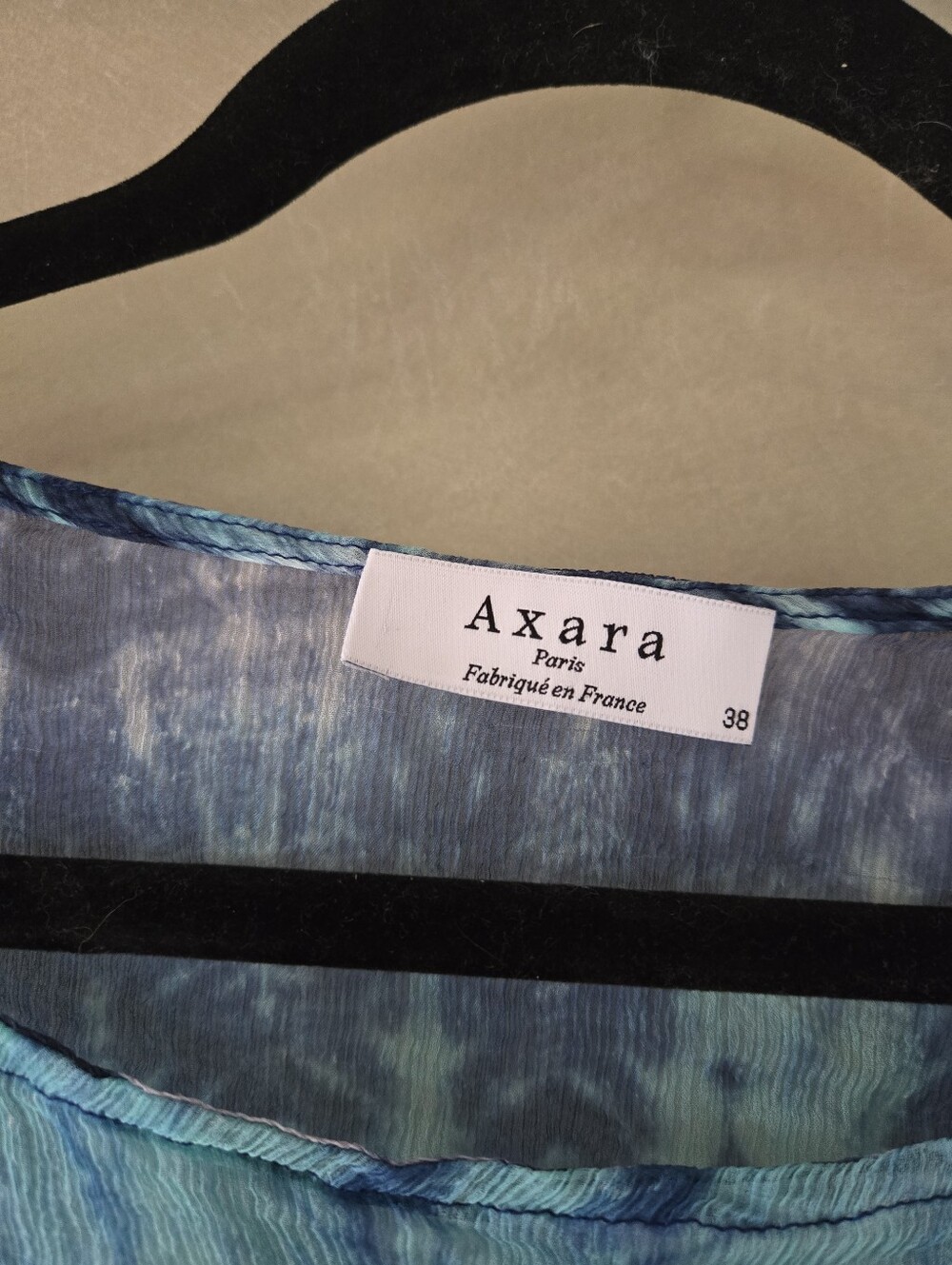 Axara Paris (175$) | Sheer Tie-Dye Batwing Tunic Top Blue Turquoise, Size 38 - Picture 4 of 8